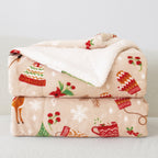 Christmas Sherpa Throw with Flannel Fleece - 50 x 60 inches