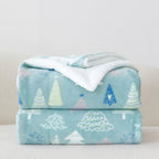 Christmas Sherpa Throw with Flannel Fleece - 50 x 60 inches