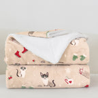 Christmas Sherpa Throw with Flannel Fleece - 50 x 60 inches