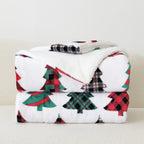 Christmas Sherpa Throw with Flannel Fleece - 50 x 60 inches