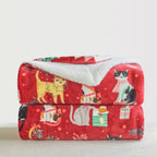 Christmas Sherpa Throw with Flannel Fleece - 50 x 60 inches