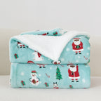 Christmas Sherpa Throw with Flannel Fleece - 50 x 60 inches