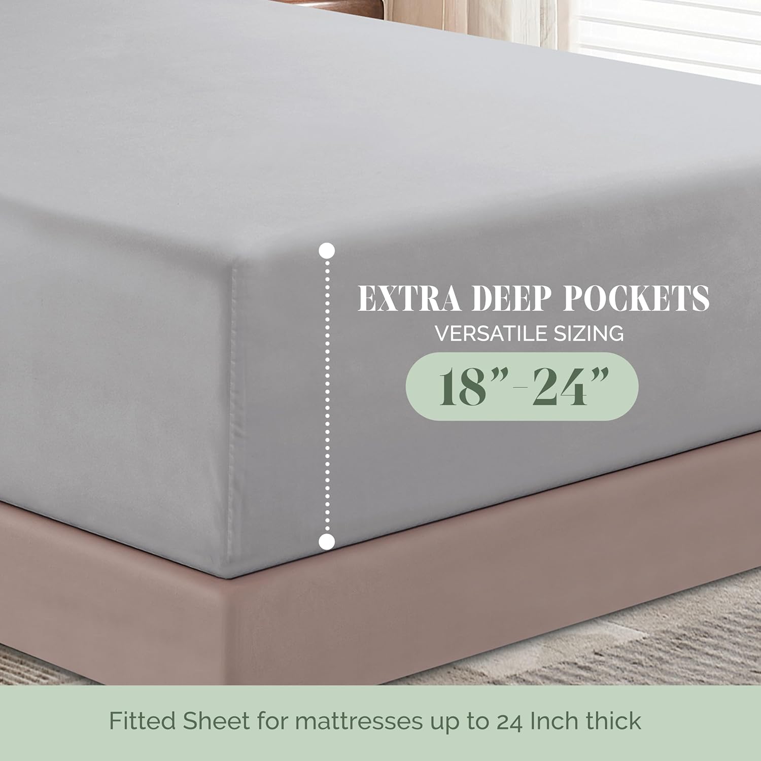 Extra deep Pocket 3 Line Embroidery, 6-Piece Sheet Set