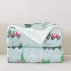 Christmas Sherpa Throw with Flannel Fleece - 50 x 60 inches