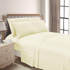 6-Piece Dobby Stripe Printed Bed Sheet Set- Soft as a Hotel Premium Quality