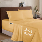 Extra deep 18-24 Inch Pocket 3 Line Embroidery, 4-Piece Sheet Set, Bright Shades