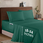 Extra deep 18-24 Inch Pocket 3 Line Embroidery, 4-Piece Sheet Set, Moody Shades
