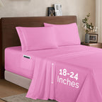 Extra deep 18-24 Inch Pocket 3 Line Embroidery, 4-Piece Sheet Set, Bright Shades