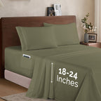 Extra deep 18-24 Inch Pocket 3 Line Embroidery, 4-Piece Sheet Set, Moody Shades