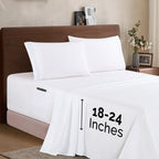 Extra deep 18-24 Inch Pocket 3 Line Embroidery, 4-Piece Sheet Set, Bright Shades