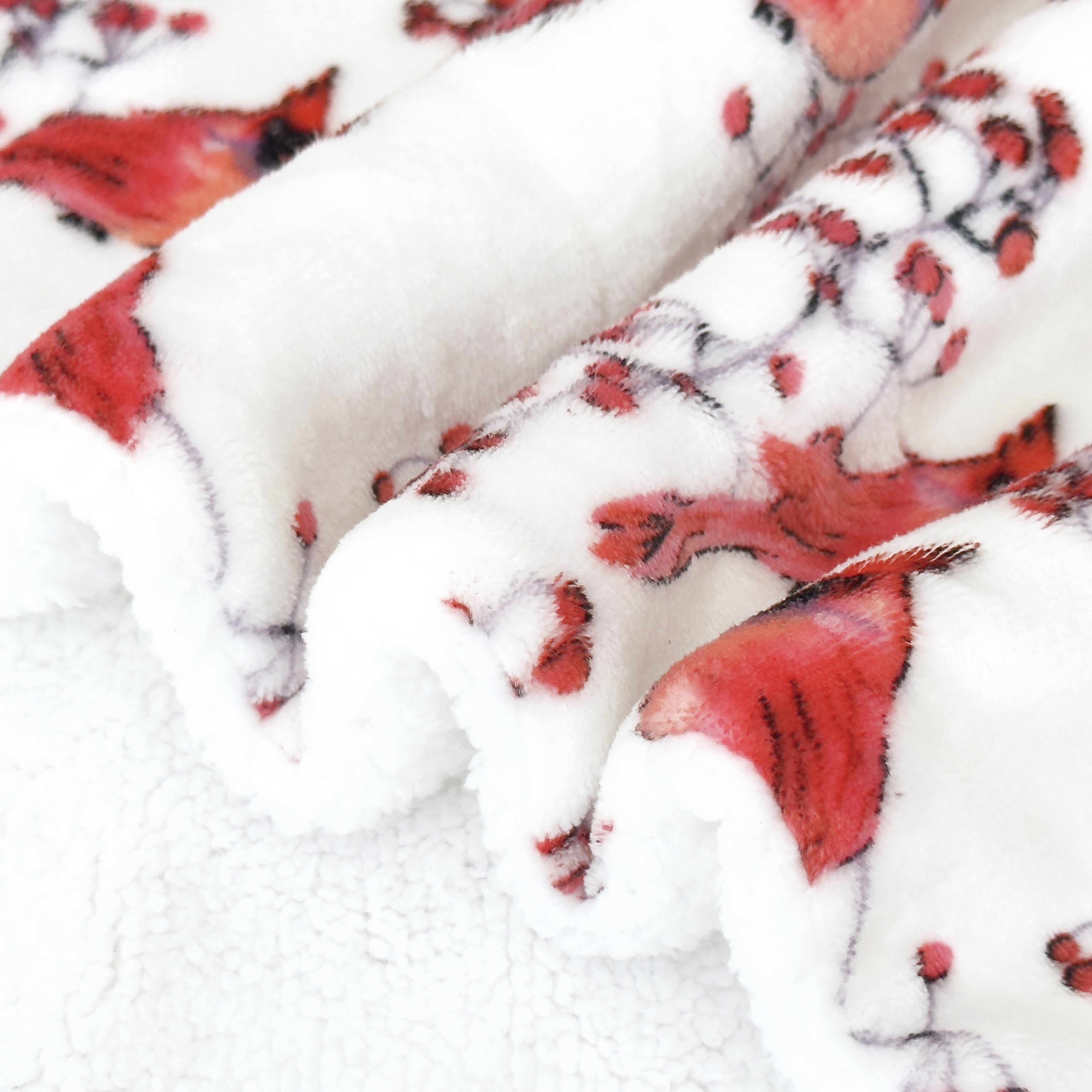 Christmas Sherpa Throw with Flannel Fleece - 50 x 60 inches