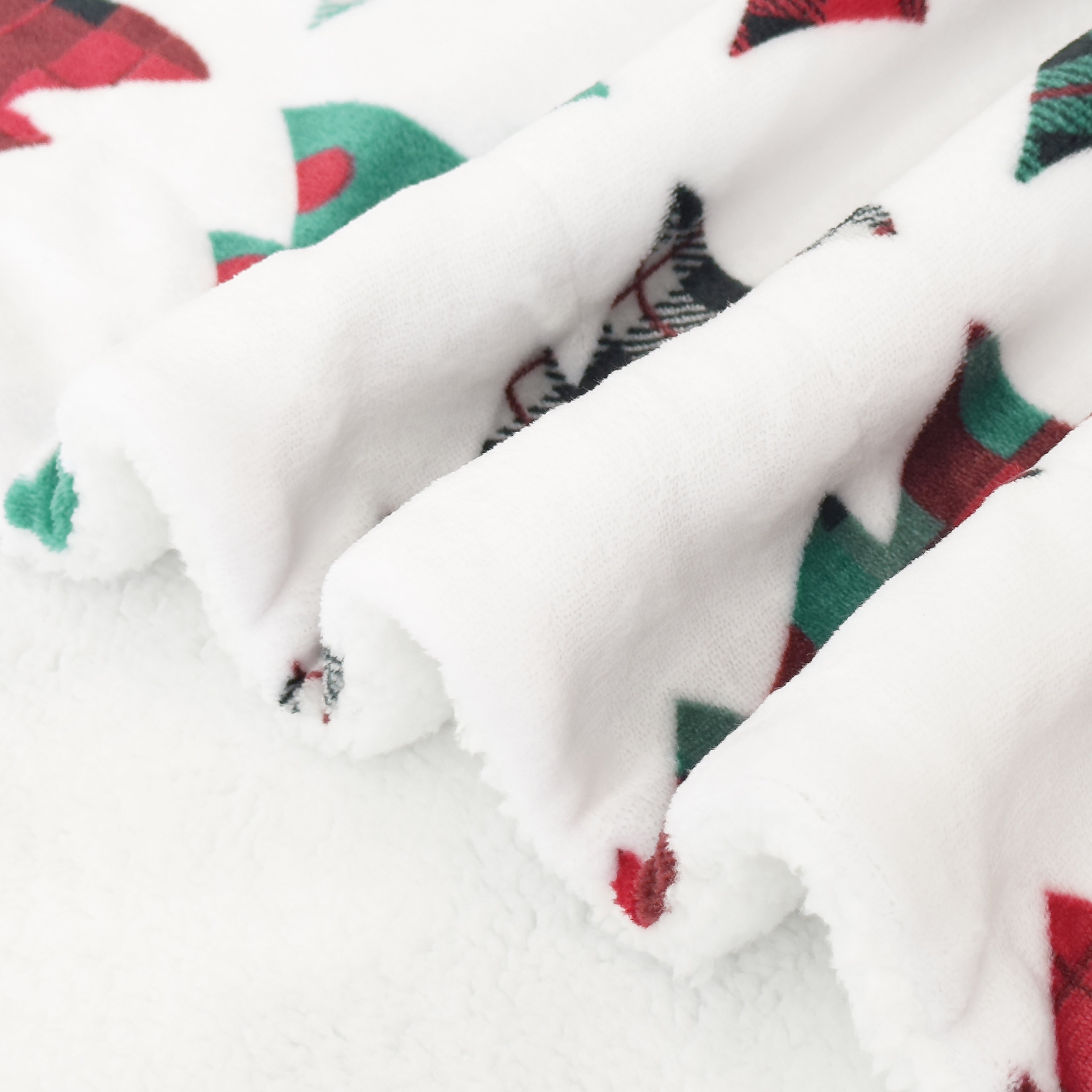 Christmas Sherpa Throw with Flannel Fleece - 50 x 60 inches