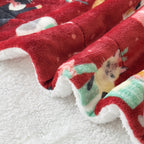 Christmas Sherpa Throw with Flannel Fleece - 50 x 60 inches
