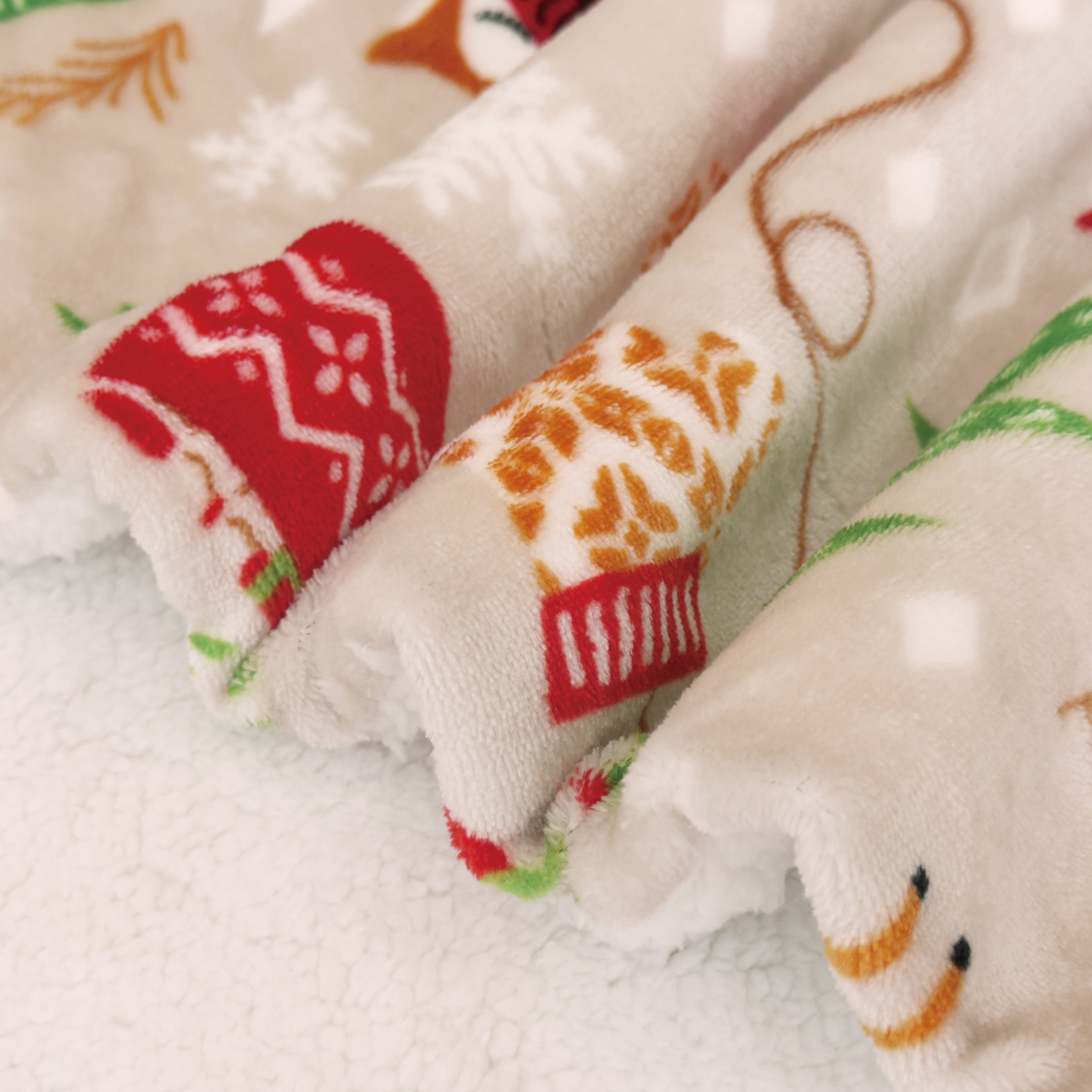 Christmas Sherpa Throw with Flannel Fleece - 50 x 60 inches