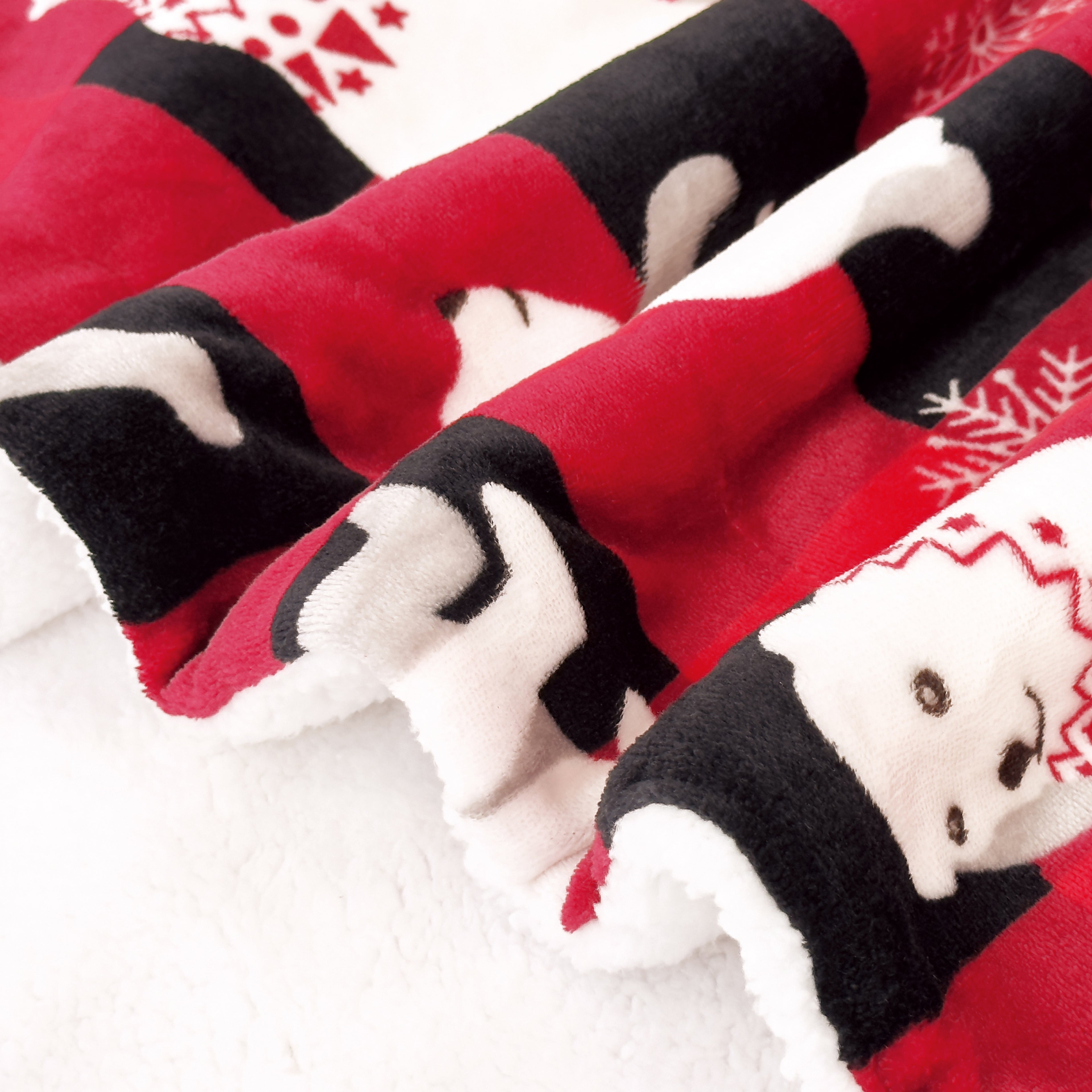Christmas Sherpa Throw with Flannel Fleece - 50 x 60 inches