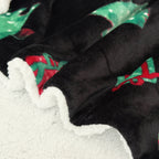 Christmas Sherpa Throw with Flannel Fleece - 50 x 60 inches