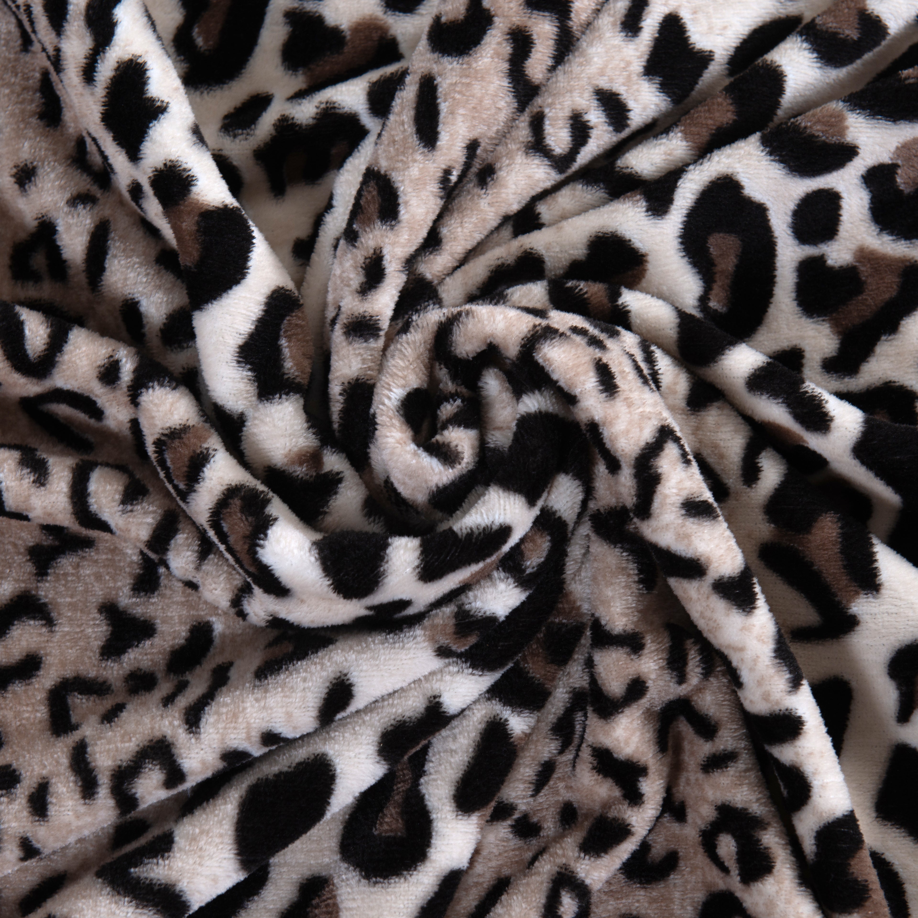Leopard Printed Velour Fleece Blanket Animal Print Design - Velvety Feel