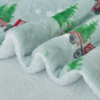 Christmas Sherpa Throw with Flannel Fleece - 50 x 60 inches
