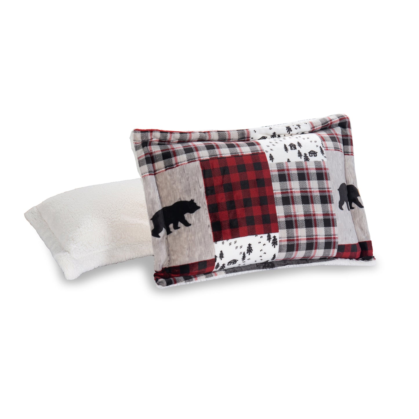 Elegant Comfort 3-Piece Patch Micro-Suede Reversible Sherpa - Comforter Set