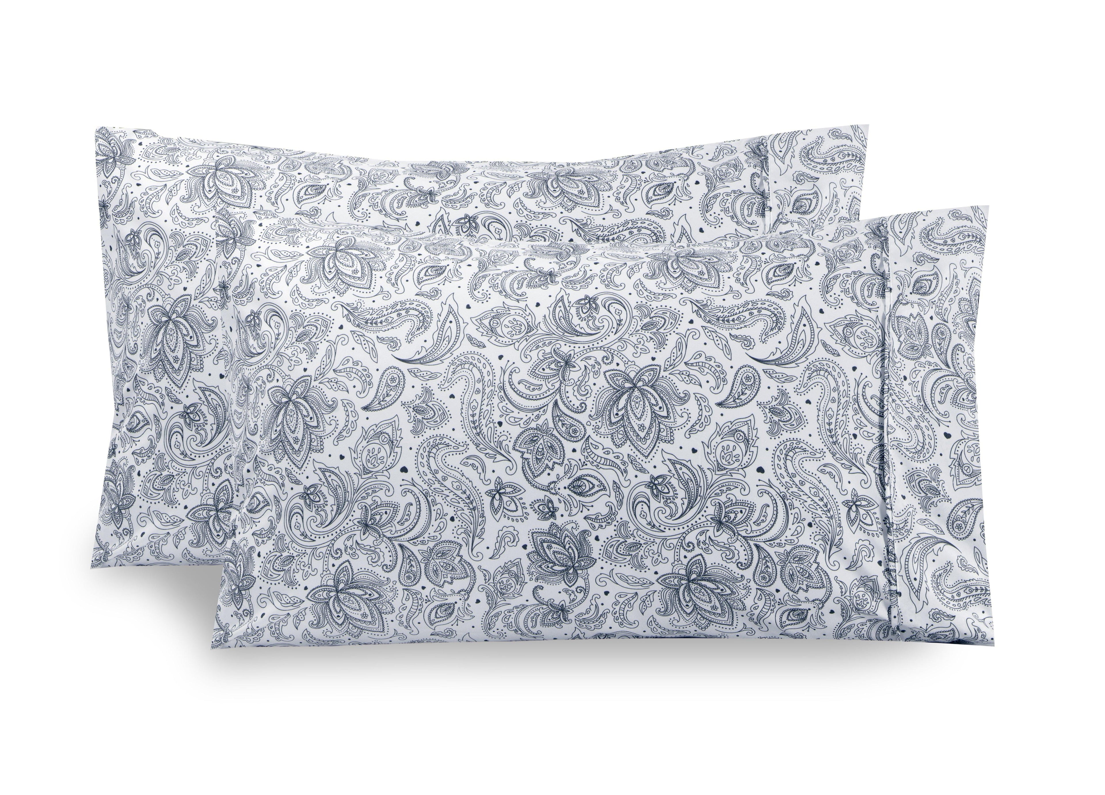 Set of 2 Printed Paisley Pattern Pillowcases