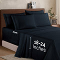 Extra deep 18-24 Inch Pocket 3 Line Embroidery, 6-Piece Sheet Set, Moody Shades