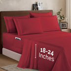 Extra deep 18-24 Inch Pocket 3 Line Embroidery, 6-Piece Sheet Set, Moody Shades