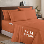 Extra deep 18-24 Inch Pocket 3 Line Embroidery, 6-Piece Sheet Set, Moody Shades