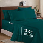 Extra deep 18-24 Inch Pocket 3 Line Embroidery, 6-Piece Sheet Set, Moody Shades