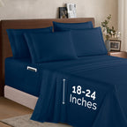 Extra deep 18-24 Inch Pocket 3 Line Embroidery, 6-Piece Sheet Set, Moody Shades