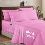 Extra deep Pocket 3 Line Embroidery, 6-Piece Sheet Set