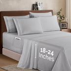 Extra deep Pocket 3 Line Embroidery, 6-Piece Sheet Set
