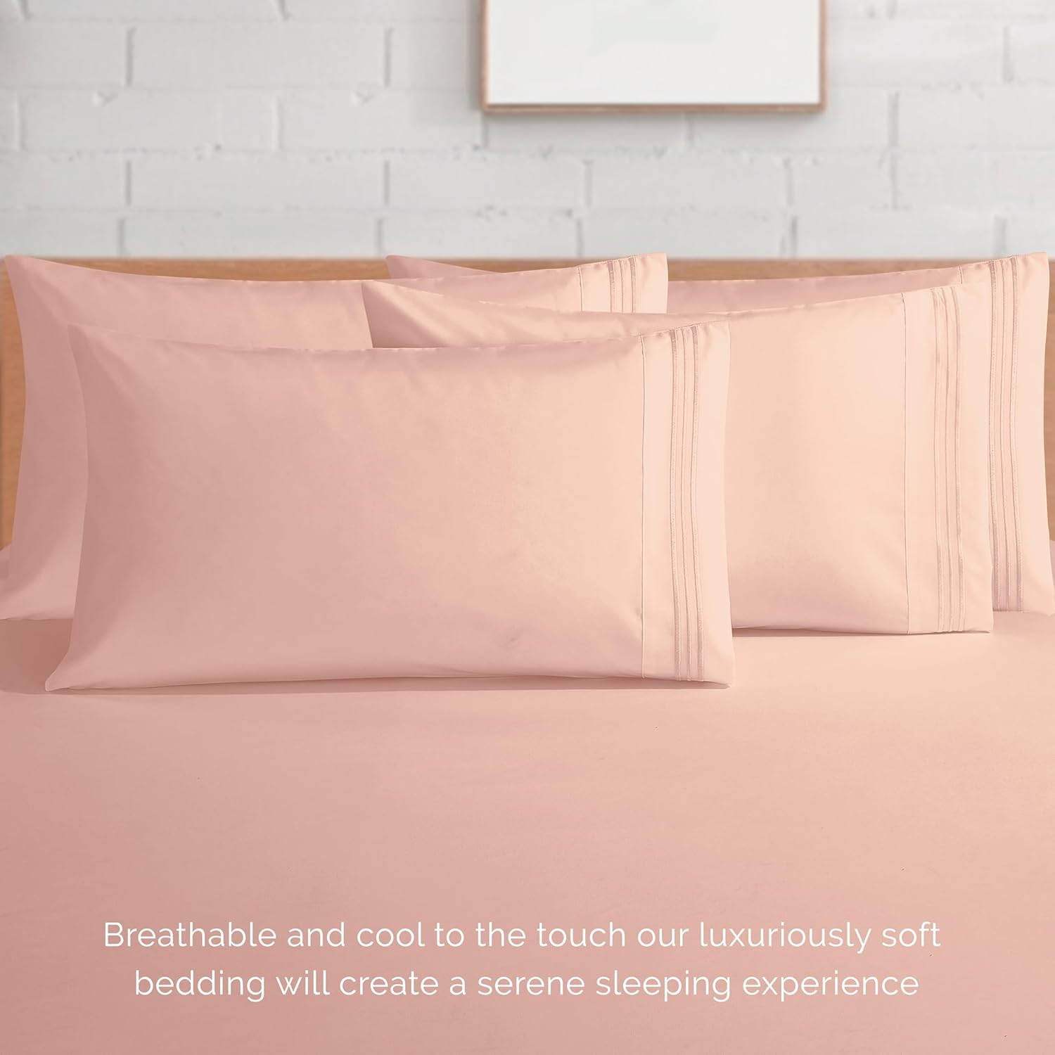 Extra deep Pocket 3 Line Embroidery, 6-Piece Sheet Set
