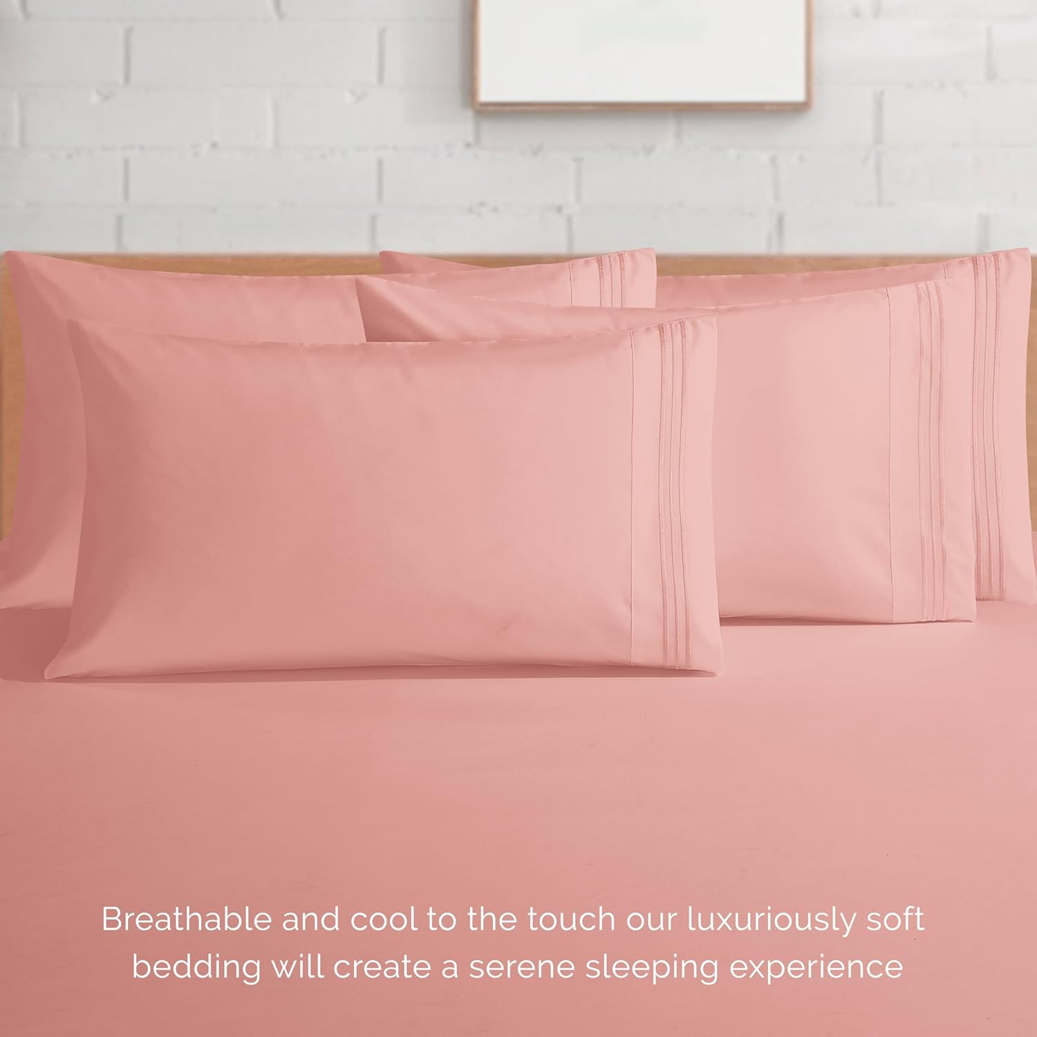 Extra deep Pocket 3 Line Embroidery, 6-Piece Sheet Set