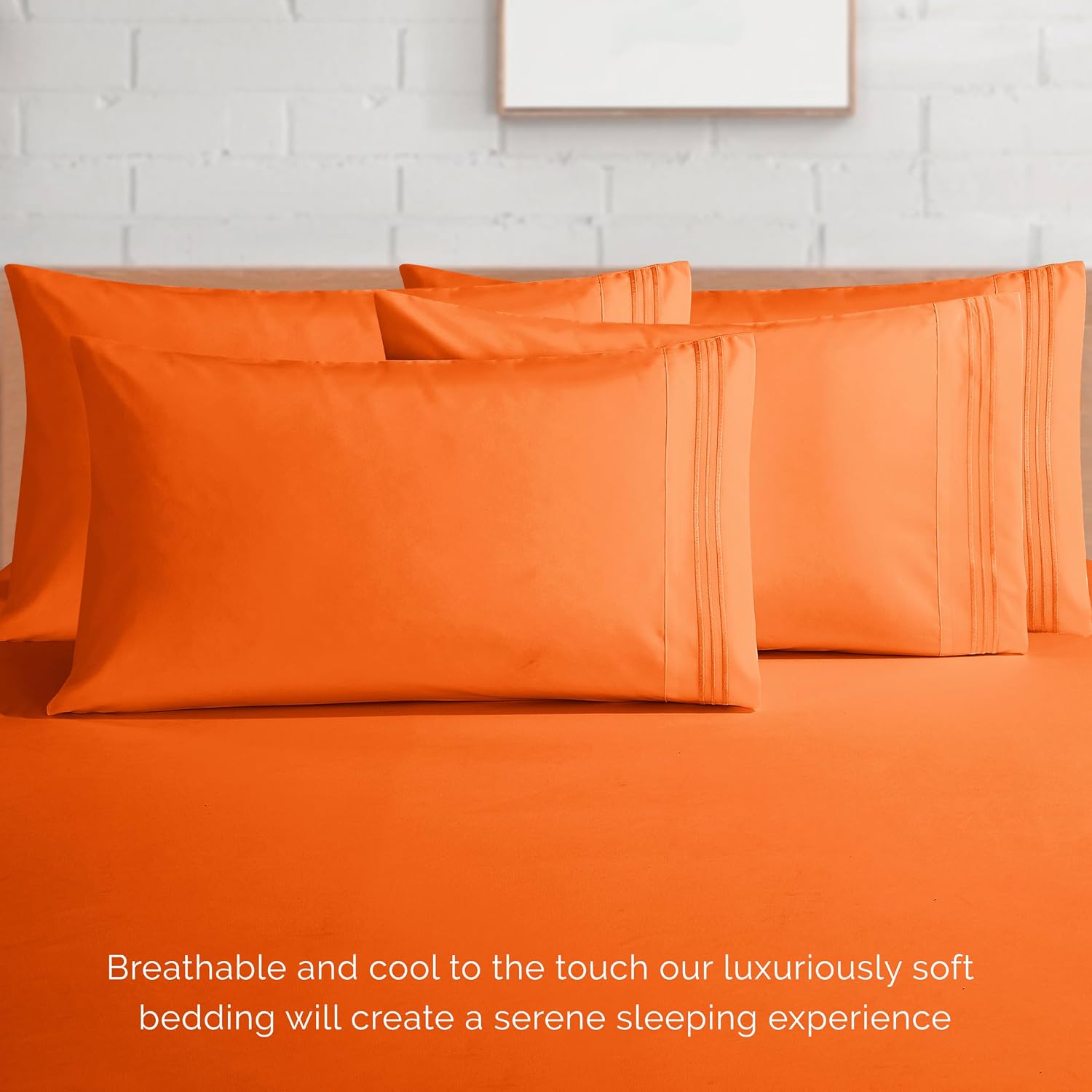Extra deep Pocket 3 Line Embroidery, 6-Piece Sheet Set
