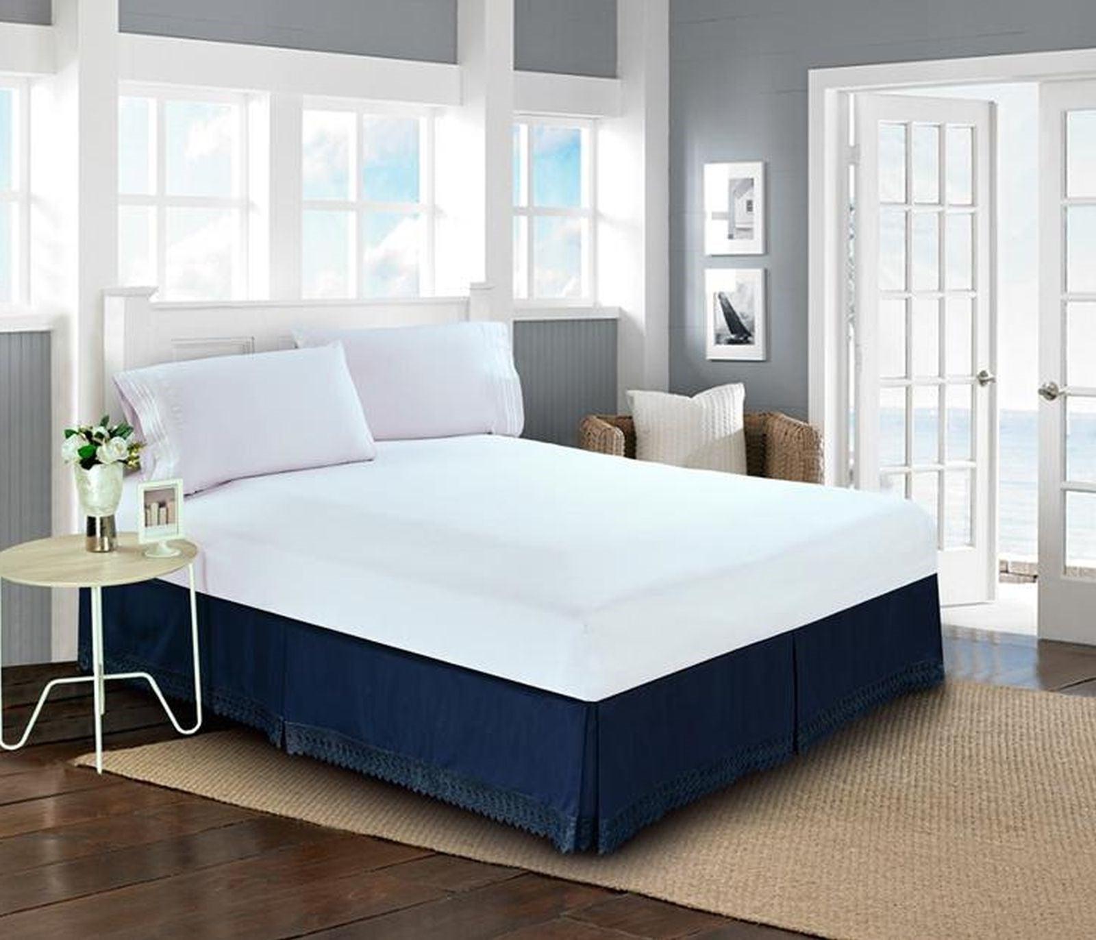 1-Piece Lace Fringe Bed Skirt - 15 inch Drop - Elevate your Bed