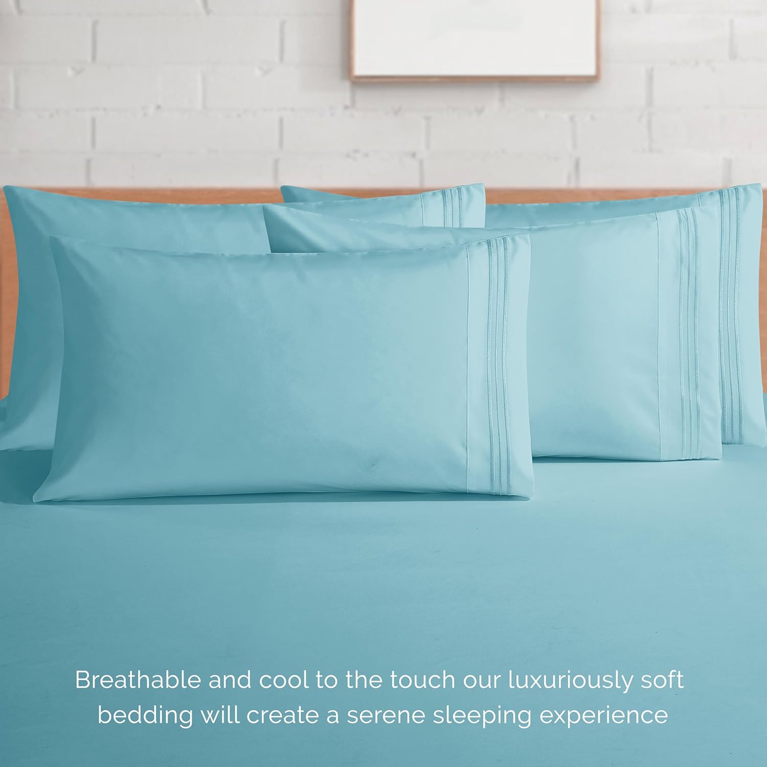 Extra deep Pocket 3 Line Embroidery, 6-Piece Sheet Set