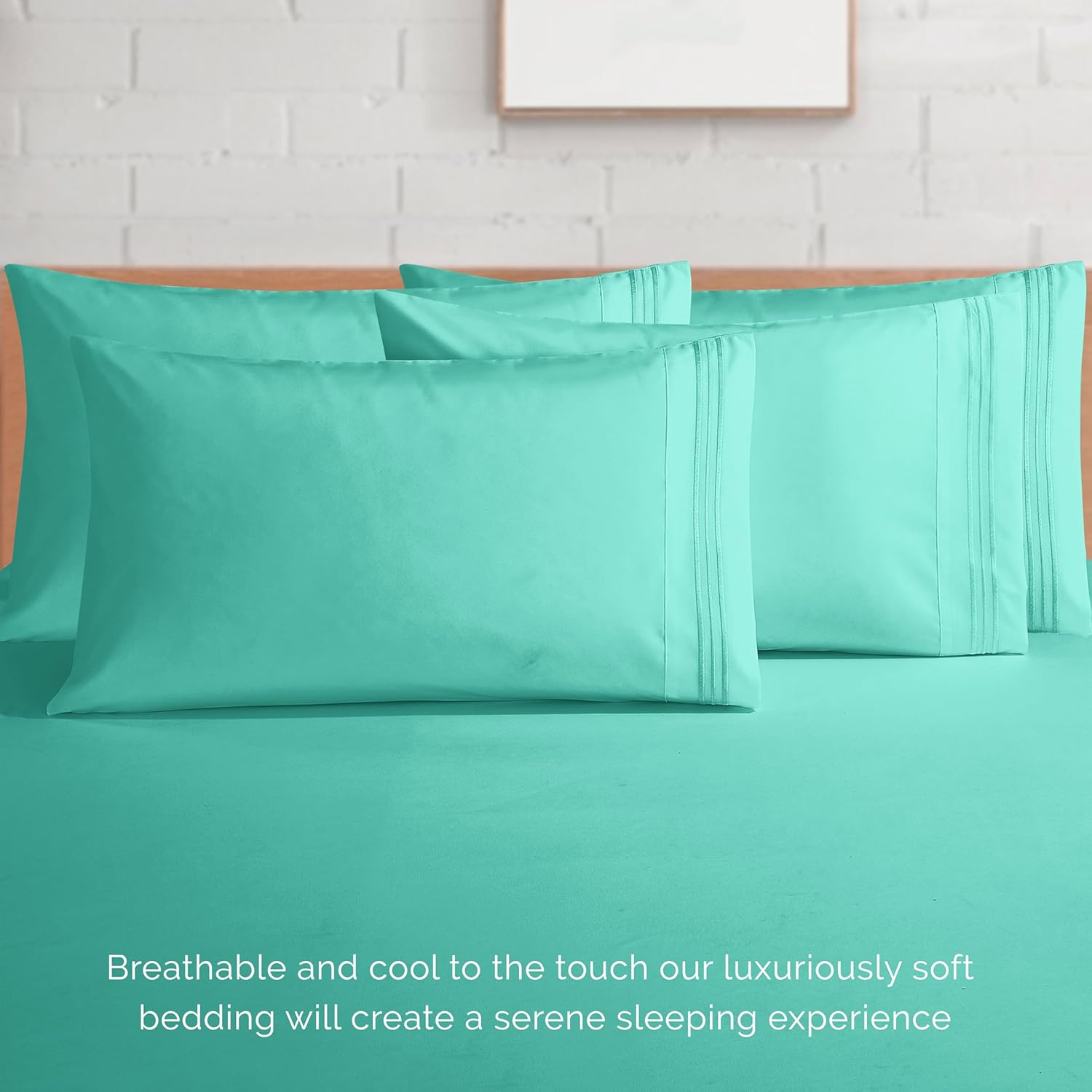 Extra deep Pocket 3 Line Embroidery, 6-Piece Sheet Set