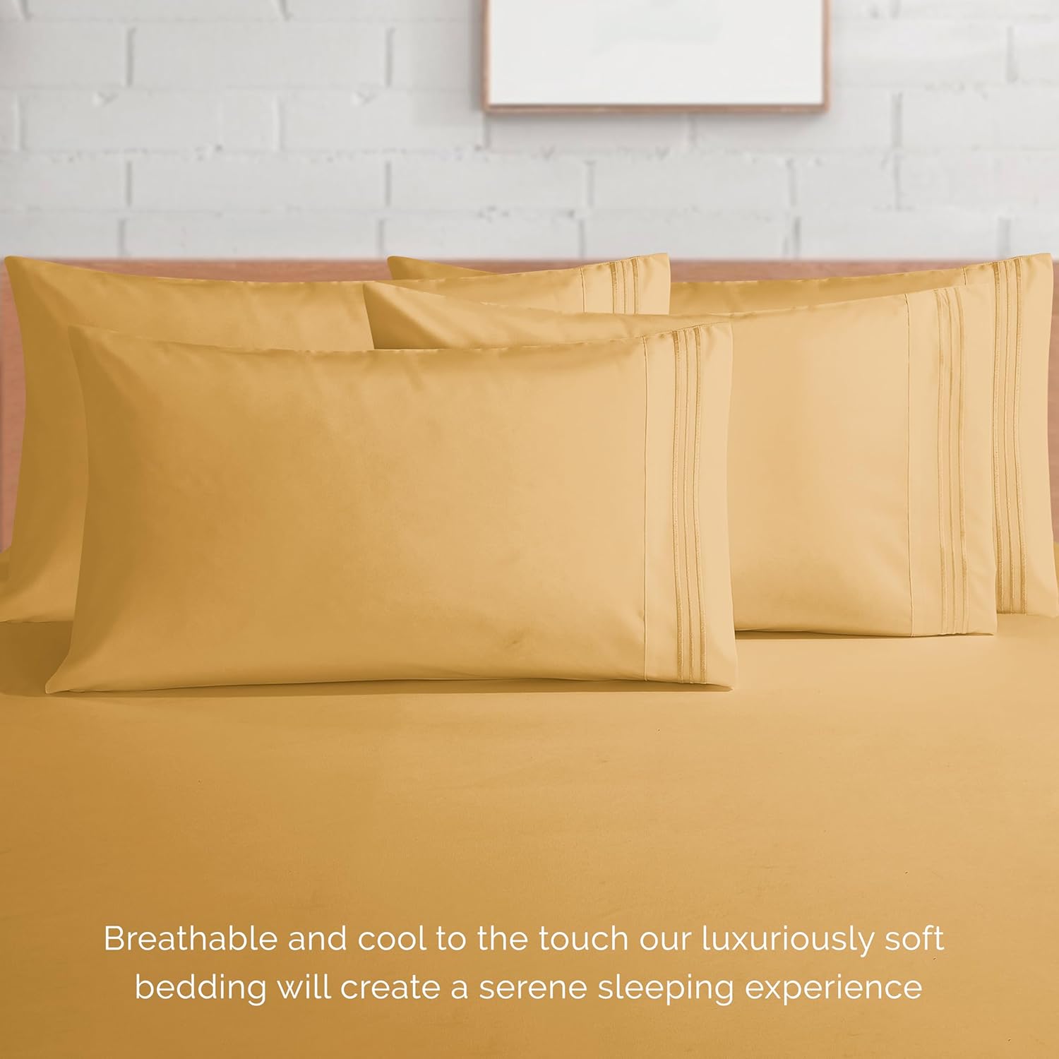 Extra deep Pocket 3 Line Embroidery, 6-Piece Sheet Set