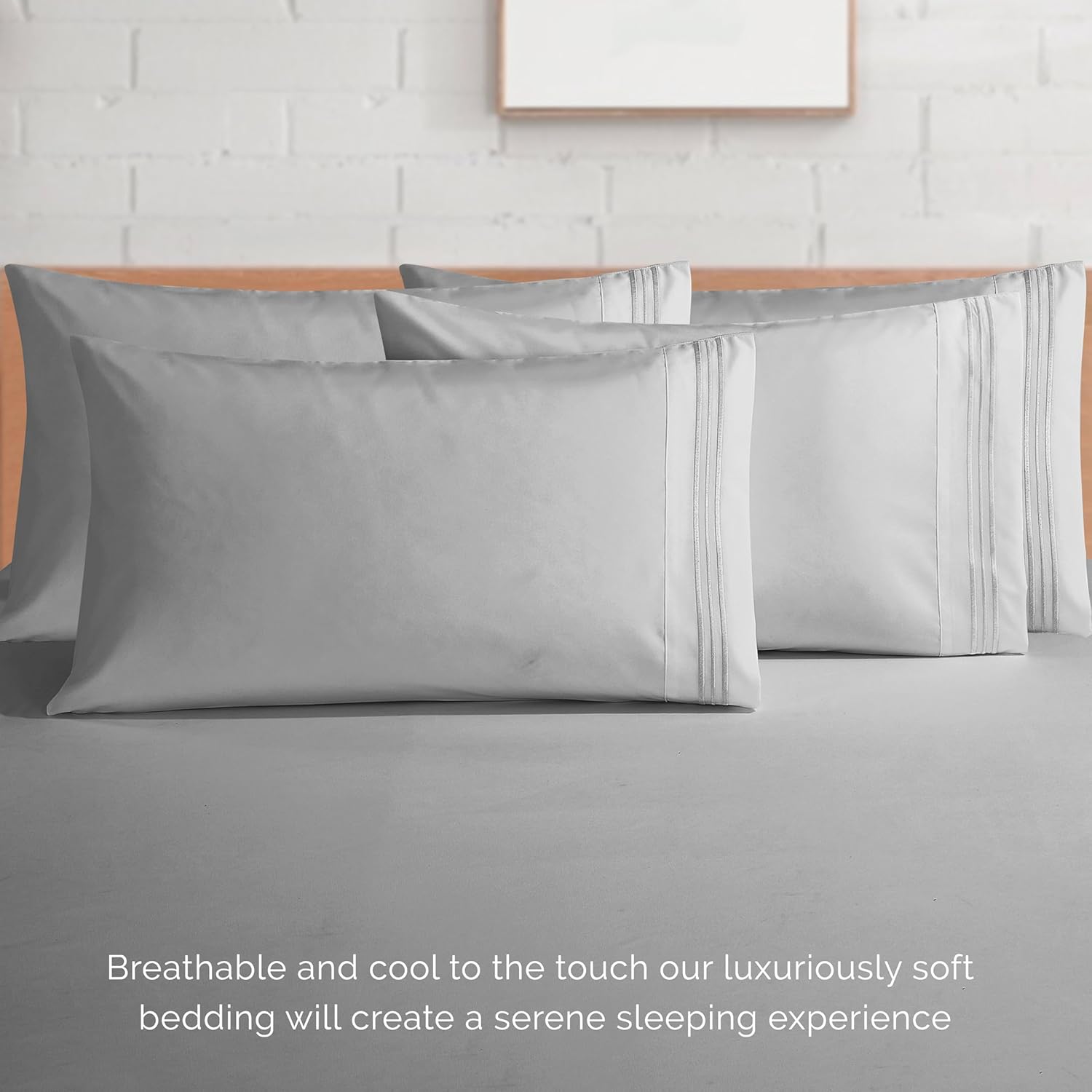Extra deep Pocket 3 Line Embroidery, 6-Piece Sheet Set