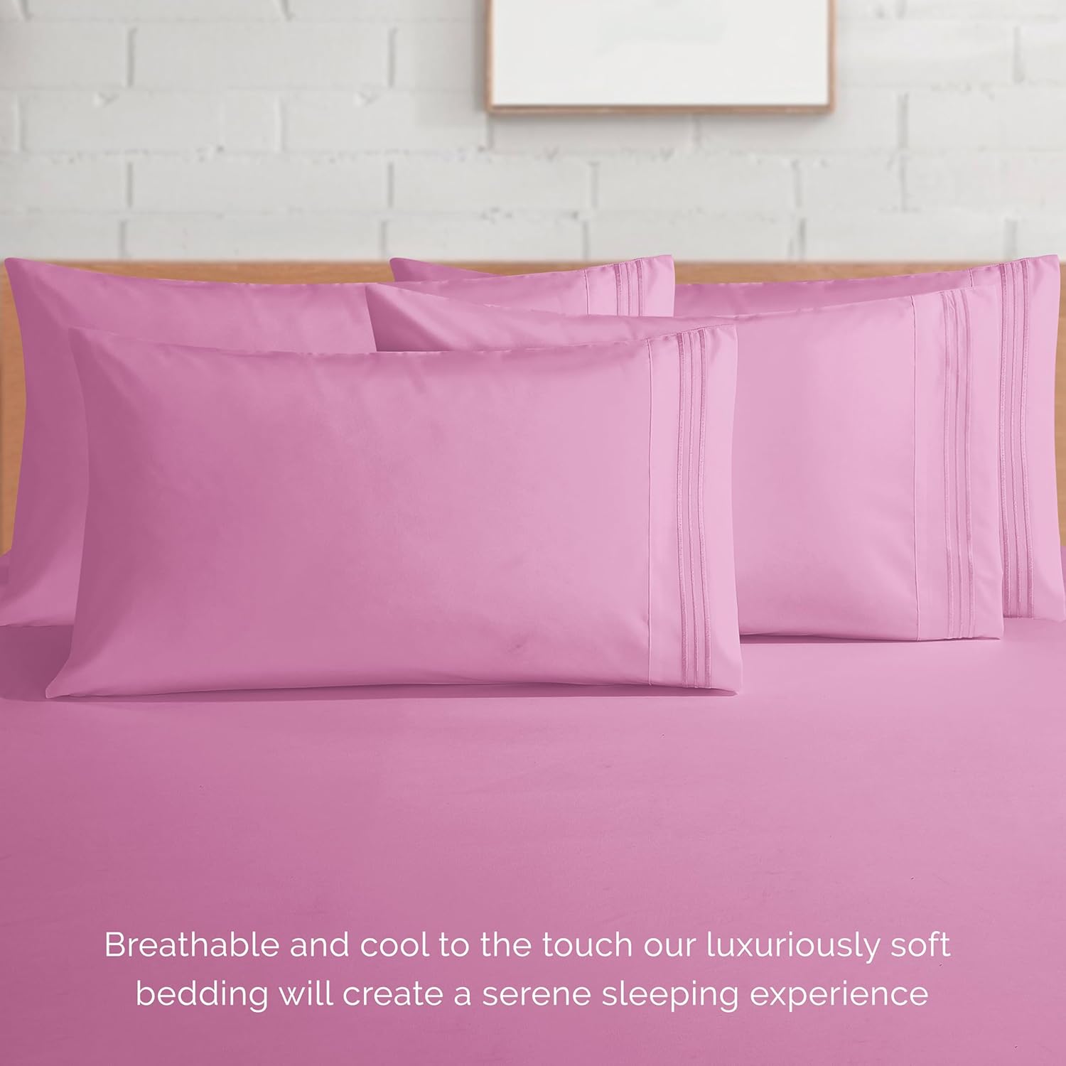 Extra deep Pocket 3 Line Embroidery, 6-Piece Sheet Set