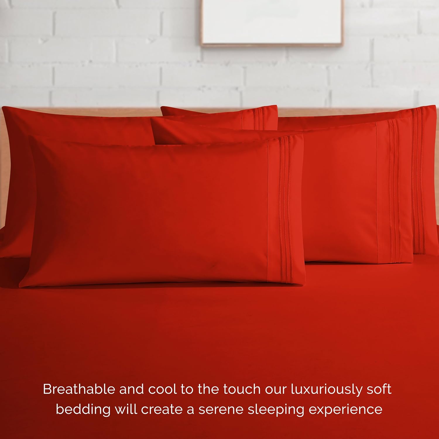 Extra deep Pocket 3 Line Embroidery, 6-Piece Sheet Set