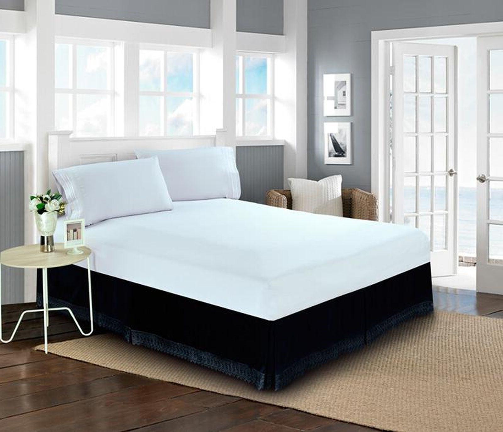 1-Piece Lace Fringe Bed Skirt - 15 inch Drop - Elevate your Bed