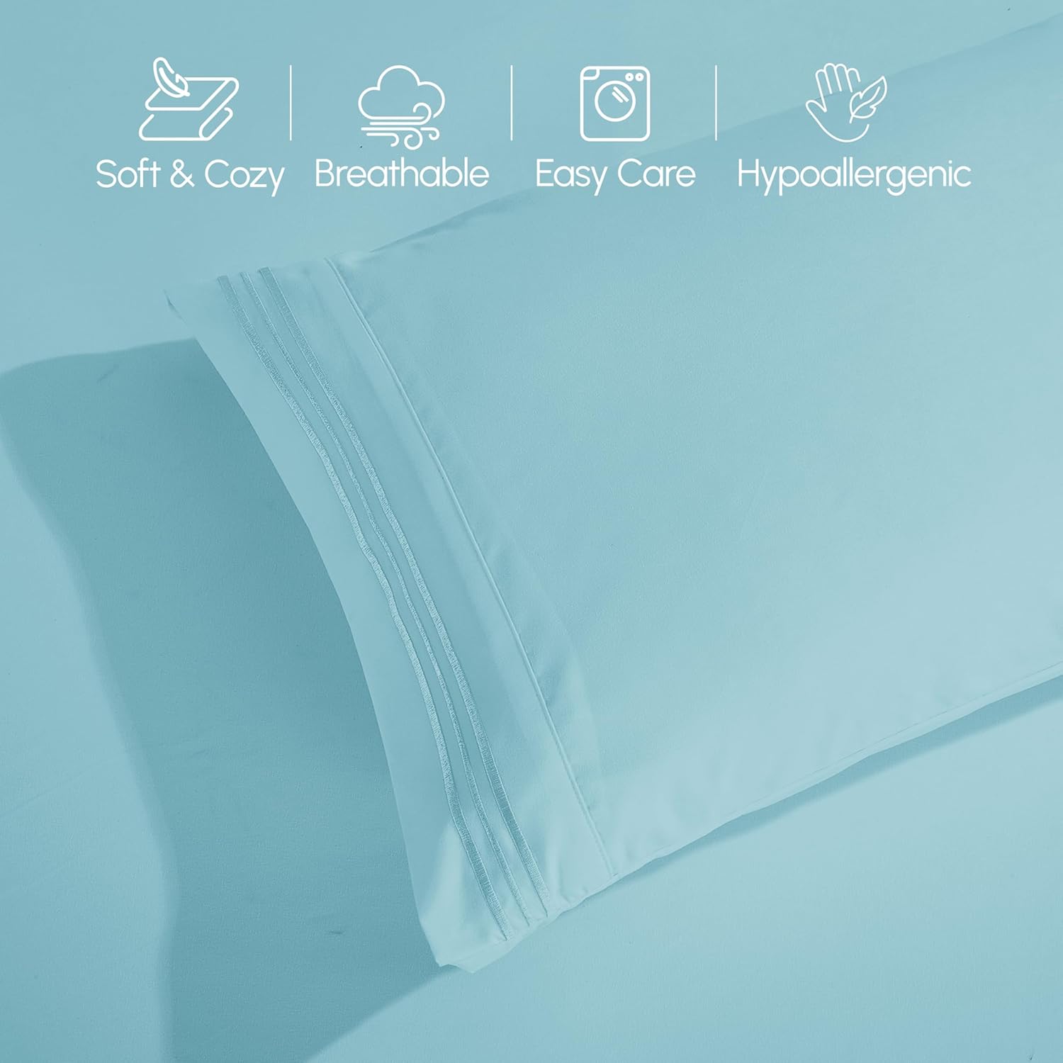 Extra deep Pocket 3 Line Embroidery, 6-Piece Sheet Set