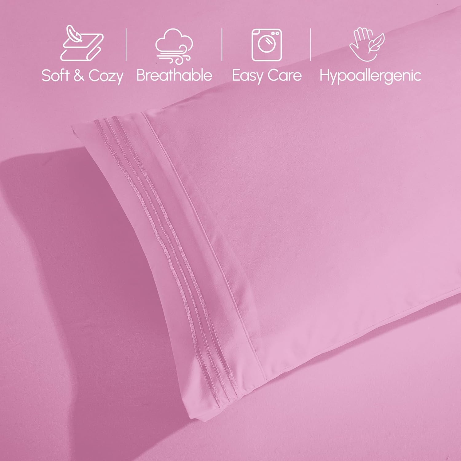 Extra deep Pocket 3 Line Embroidery, 6-Piece Sheet Set