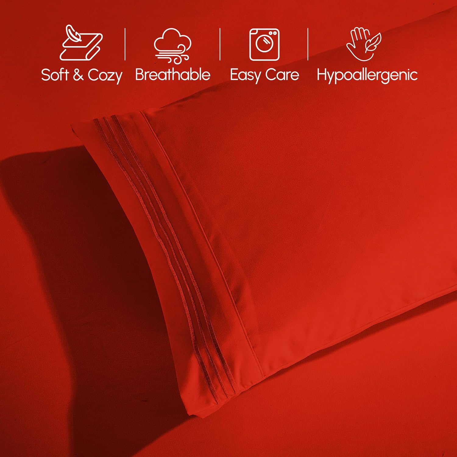 Extra deep Pocket 3 Line Embroidery, 6-Piece Sheet Set