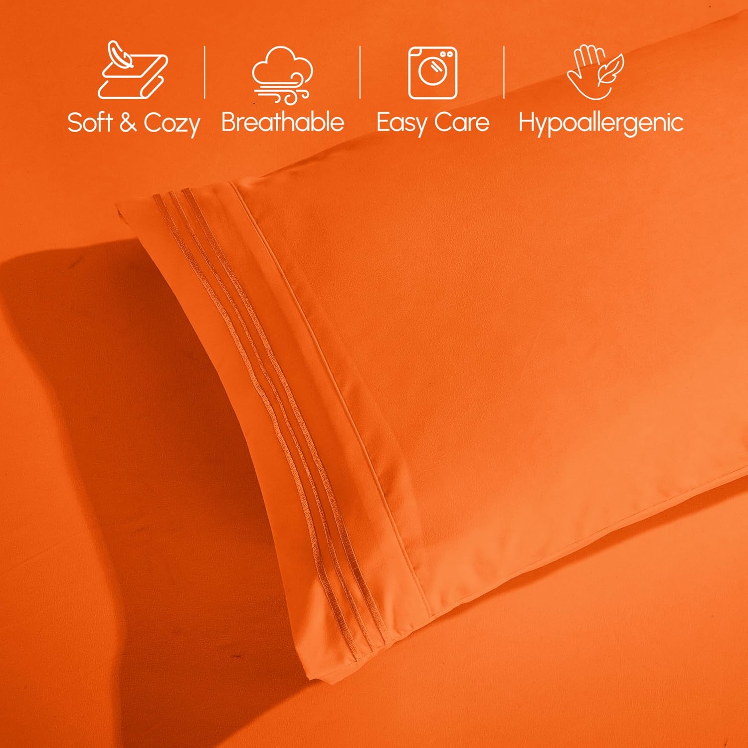 Extra deep Pocket 3 Line Embroidery, 6-Piece Sheet Set
