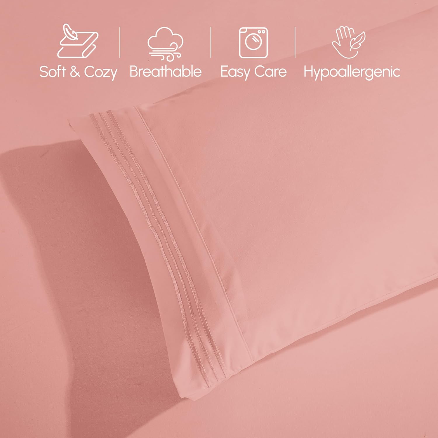 Extra deep Pocket 3 Line Embroidery, 6-Piece Sheet Set