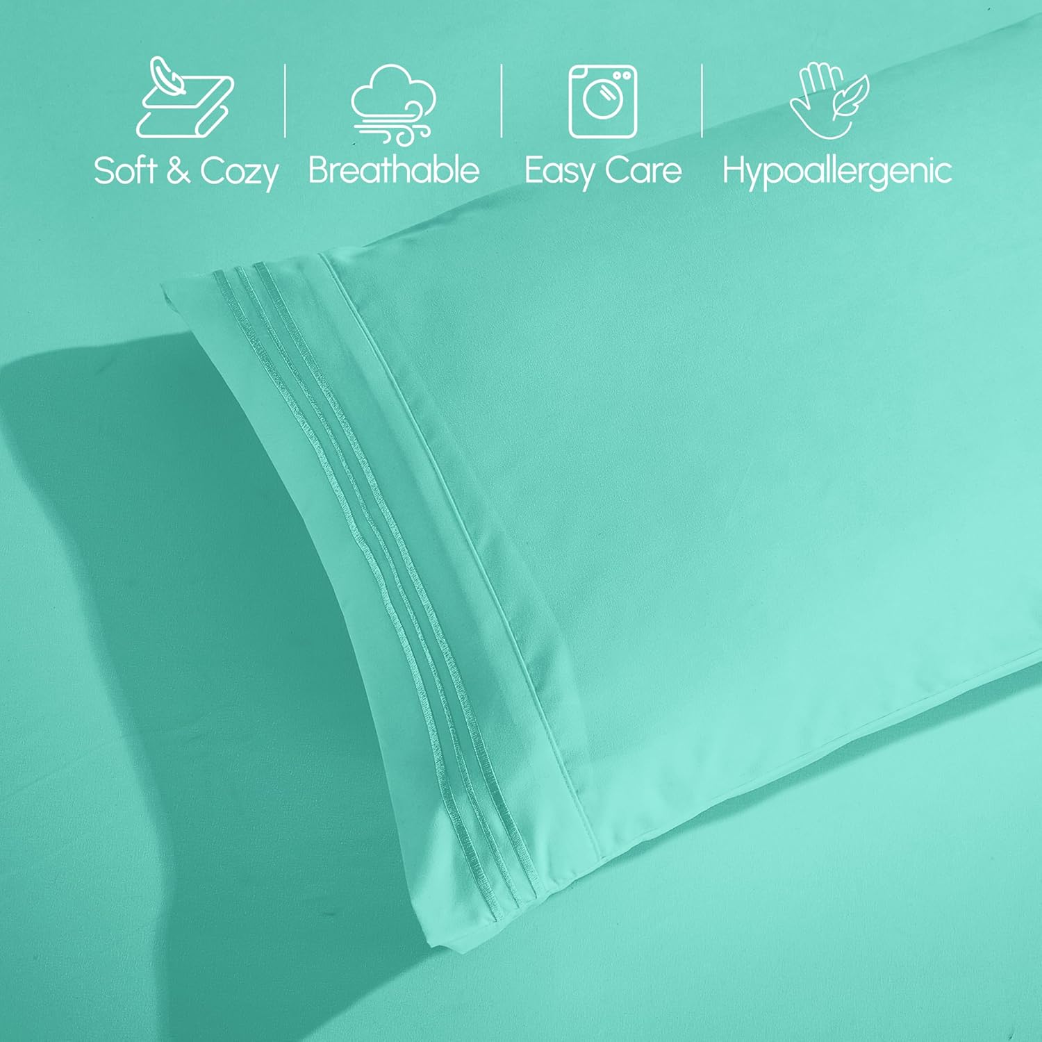 Extra deep Pocket 3 Line Embroidery, 6-Piece Sheet Set