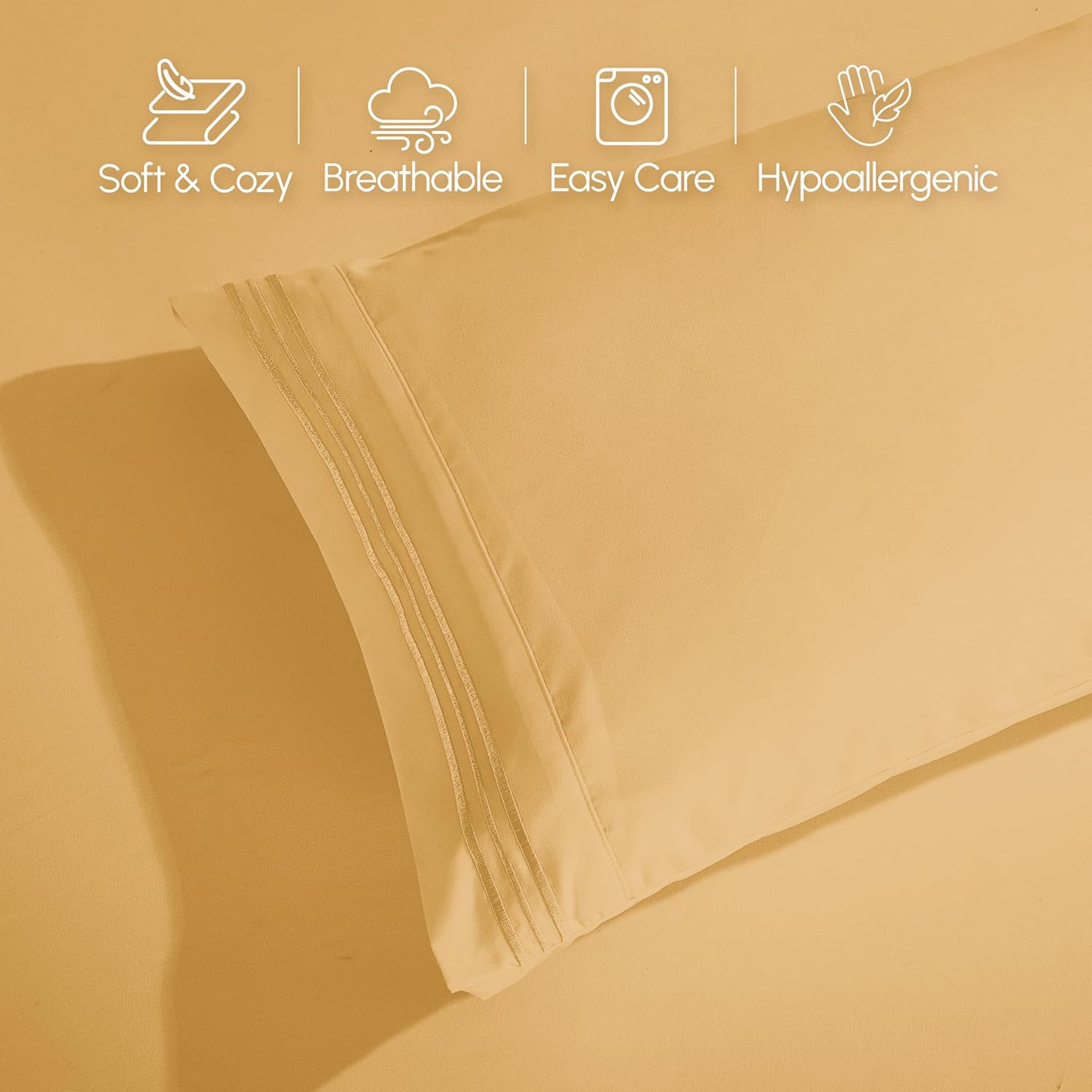 Extra deep Pocket 3 Line Embroidery, 6-Piece Sheet Set