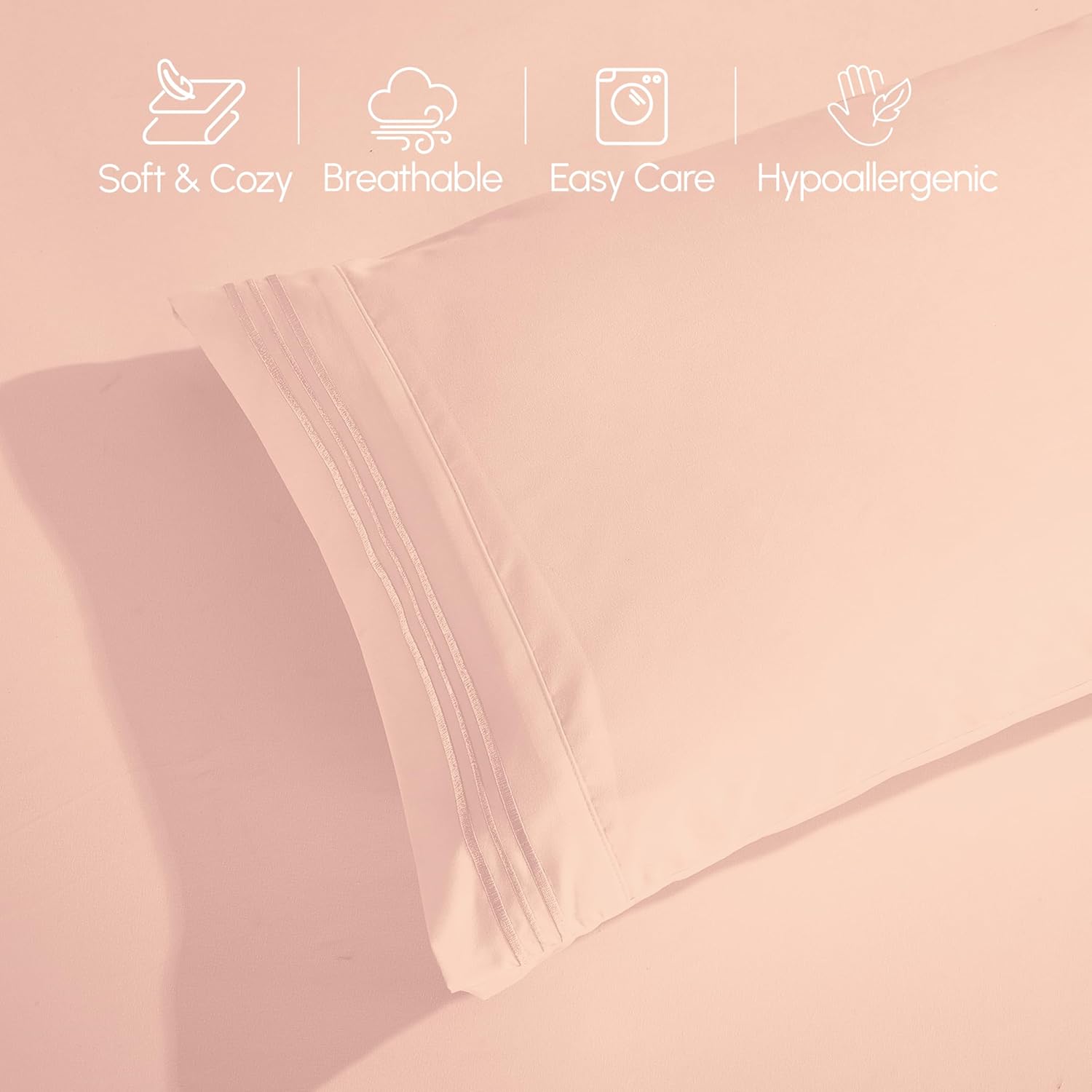 Extra deep Pocket 3 Line Embroidery, 6-Piece Sheet Set